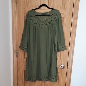 Zac & Rachel Olive Green Lace Long Sleeve Dress